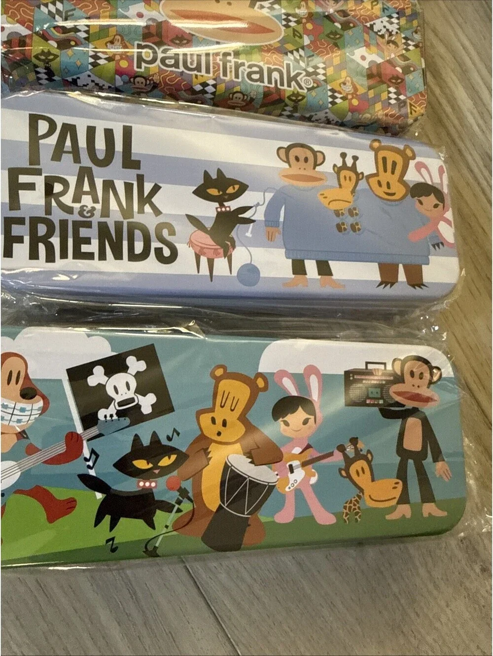Paul Frank Julius Large Pencil Case Monkey Pattern Tin Case Lot Of 5